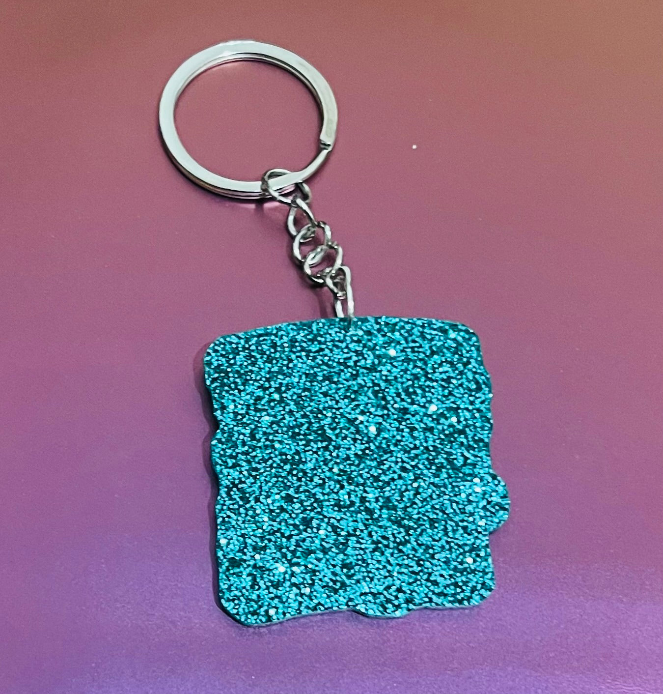 Sparkle Teacher Teal Glitter Keyring