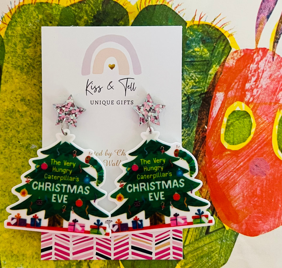 Hungry Caterpillar Christmas Tree Earrings