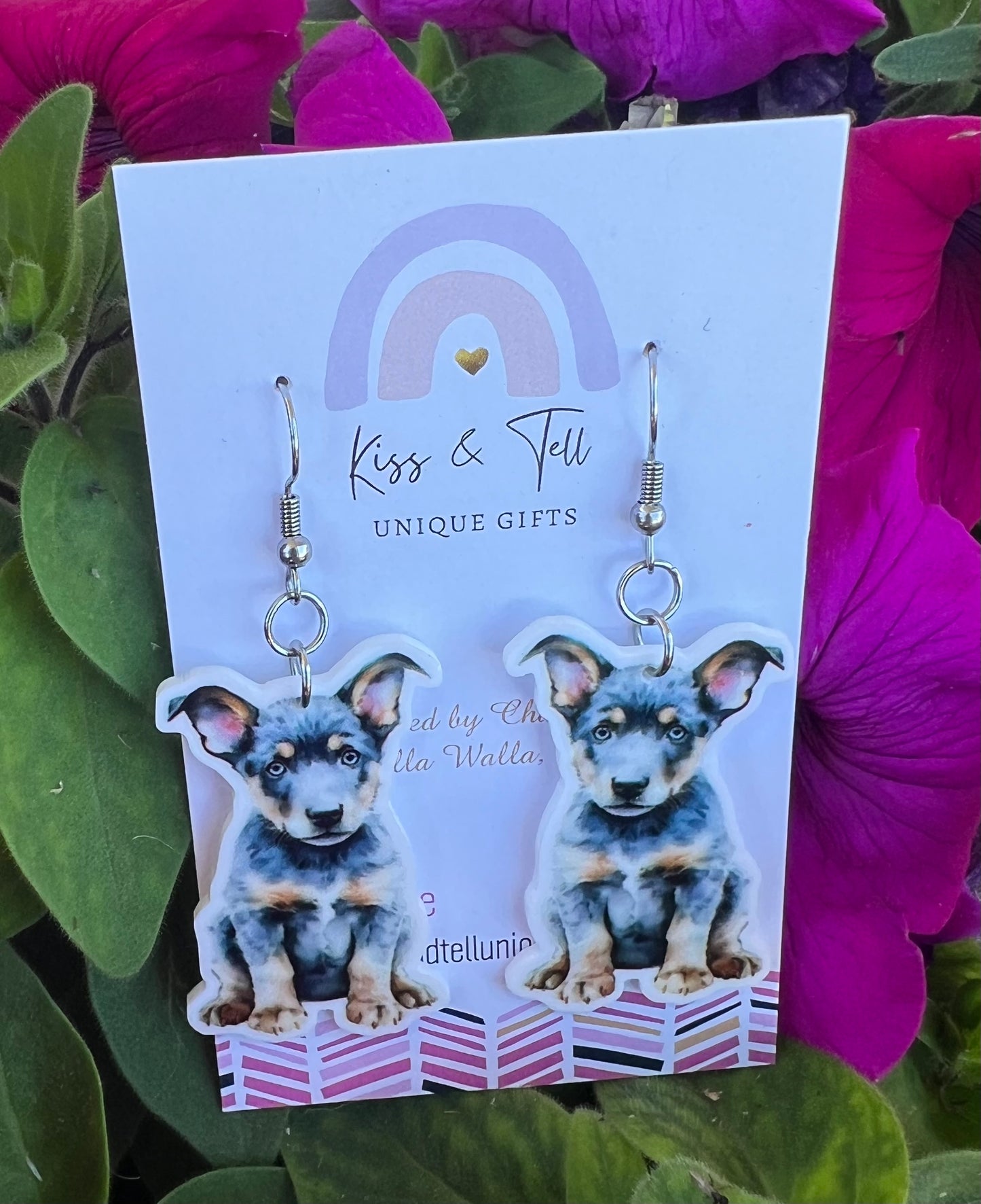 Blue Heeler Puppy Dangle Earrings