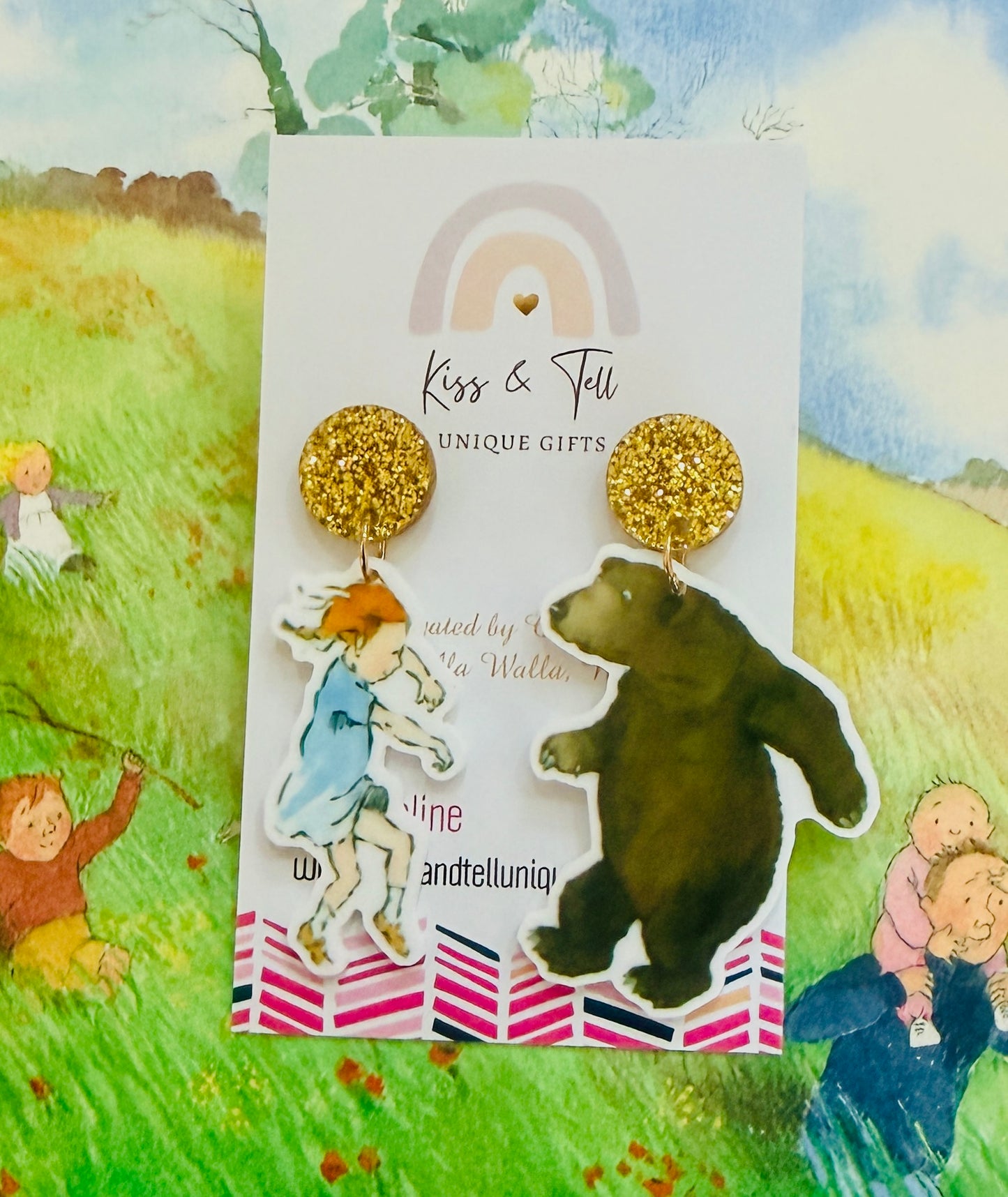 Bear Hunt Book Dangle Earrings