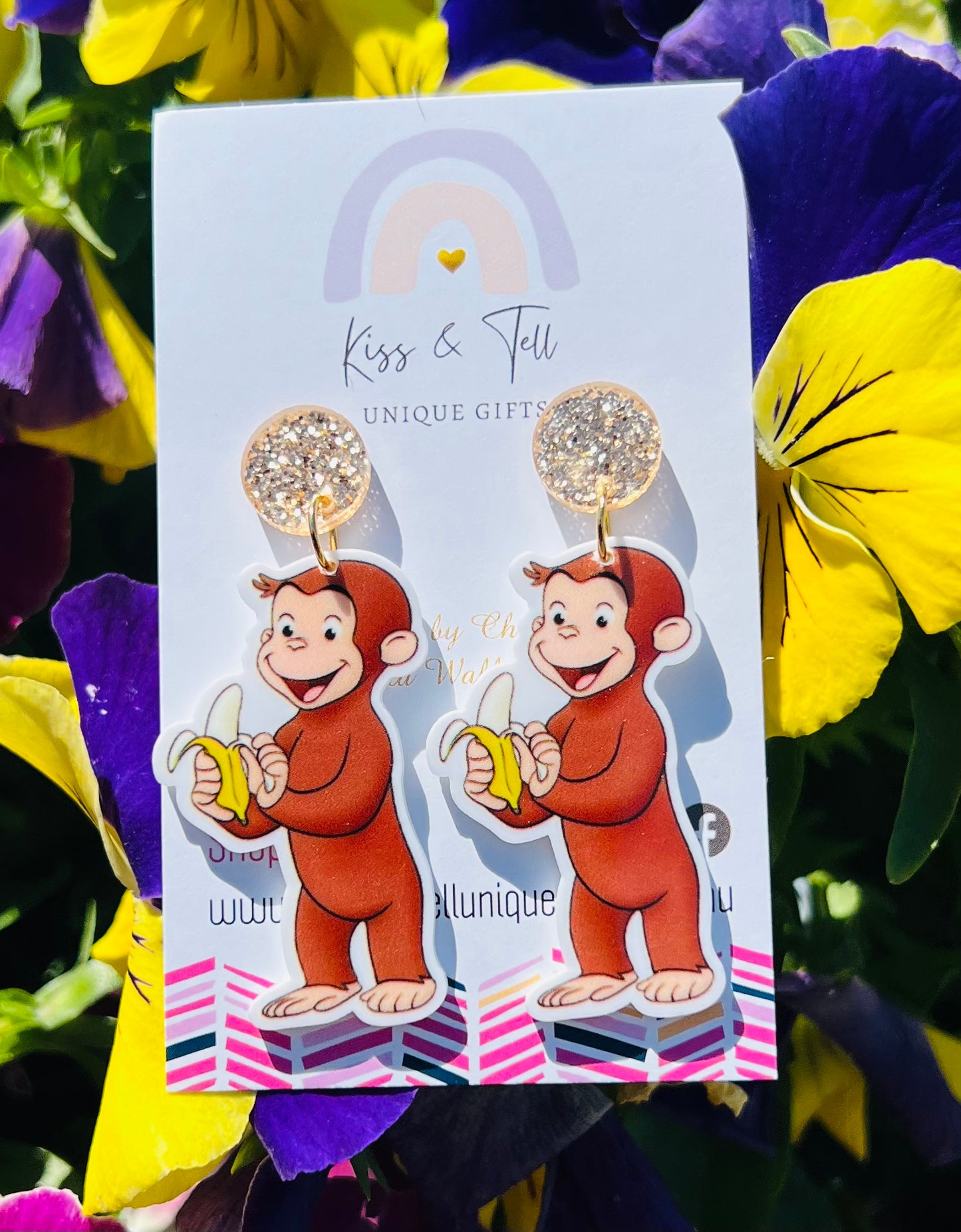 Curious George Monkey Dangle Earrings