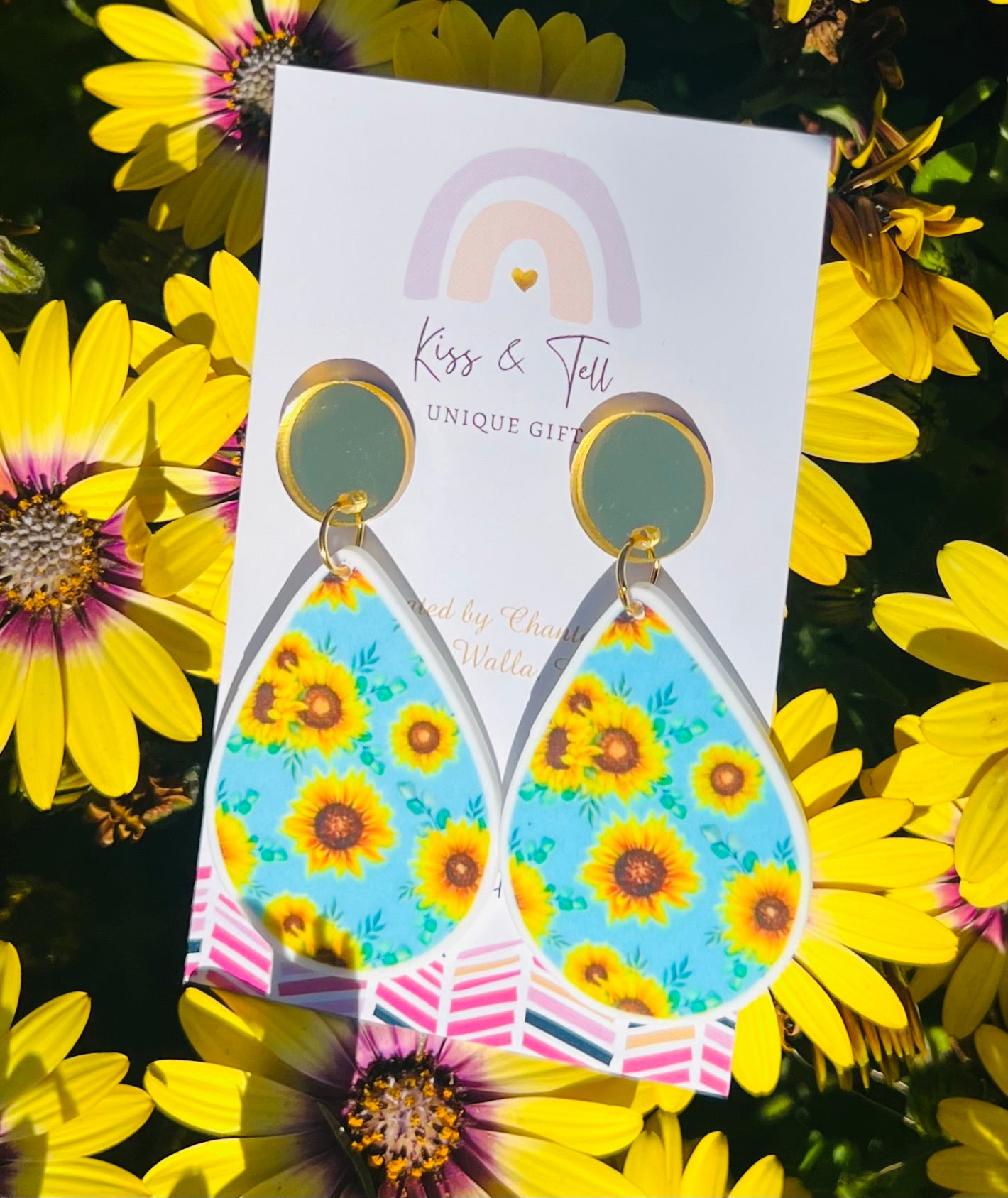 Sunflower Gold-Drop Earrings