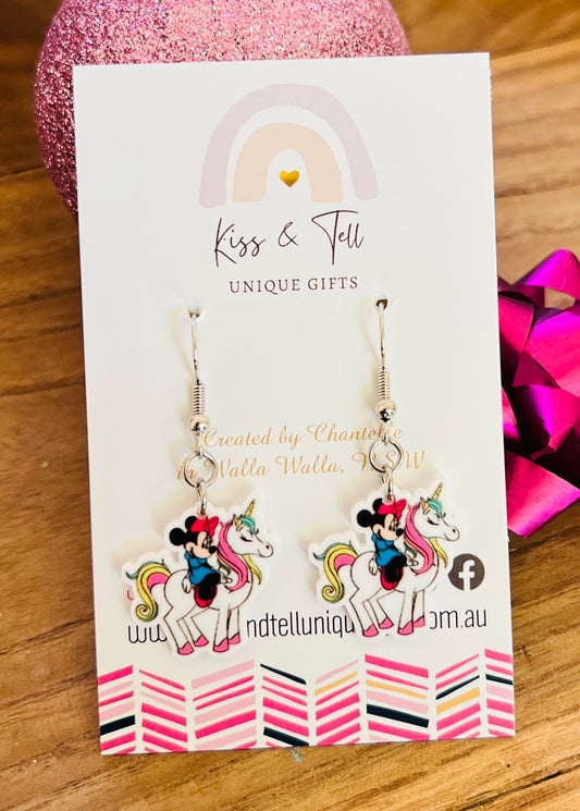 Minnie & Unicorn Small Dangle Earrings