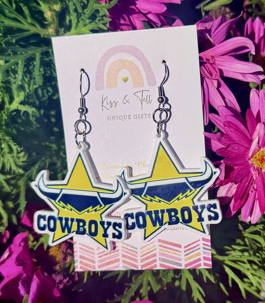 NRL Nth QLD Cowboys Team Dangle Earrings