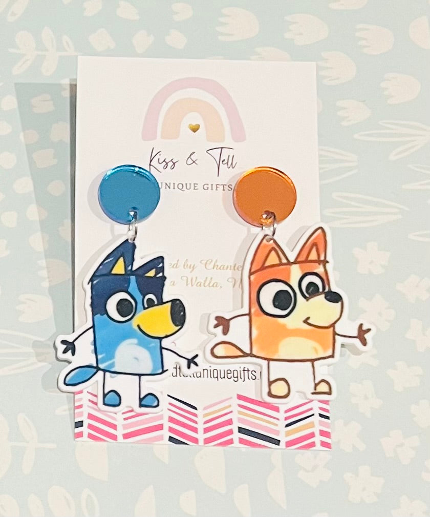 Bluey & Bingo Drawings Dangle Earrings