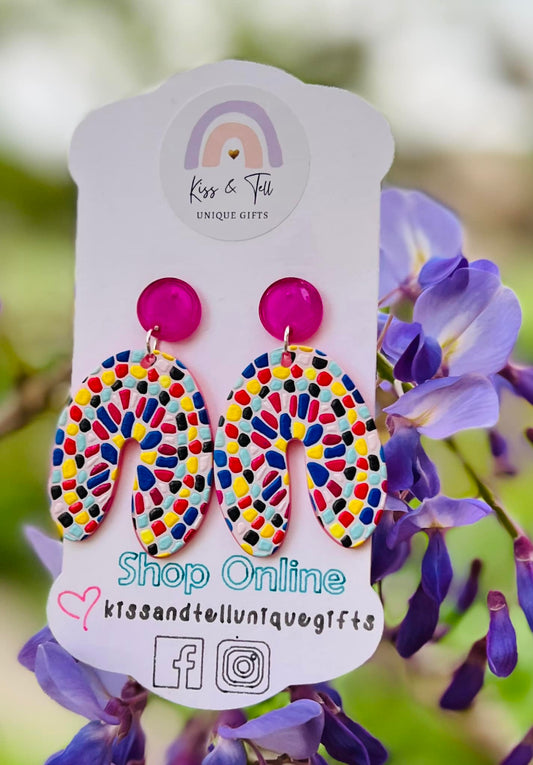 Mosaic U-Shape Drop Earrings