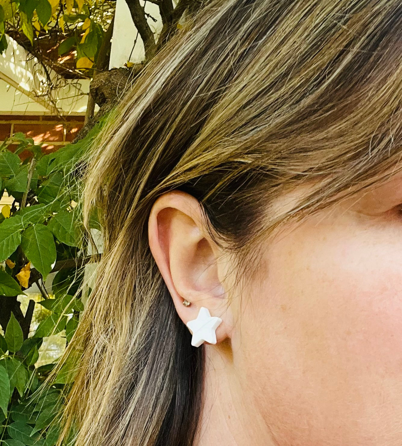 White Star Acrylic Stud Earrings