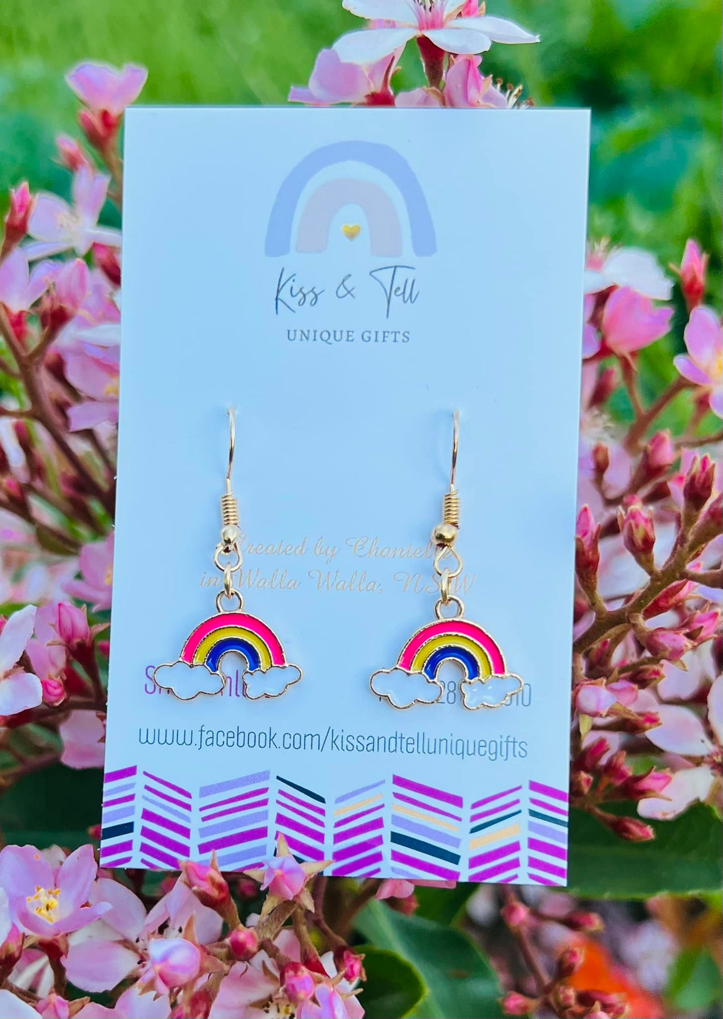 Small Rainbow Gold Dangle Earrings