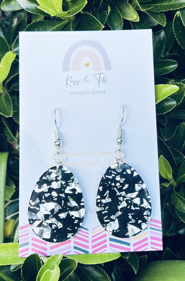 Black & Silver Shards Dangle Earrings