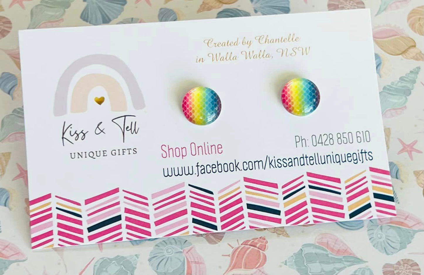 Rainbow Mermaid Scales Stud Earrings