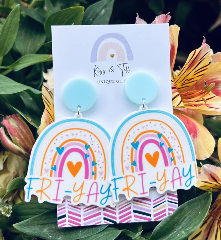 "FRIYAY" Rainbow Drop Earrings