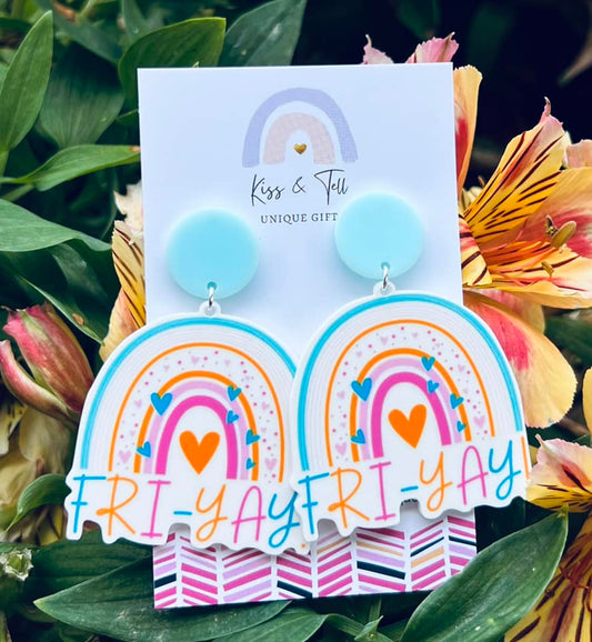 "FRIYAY" Rainbow Drop Earrings