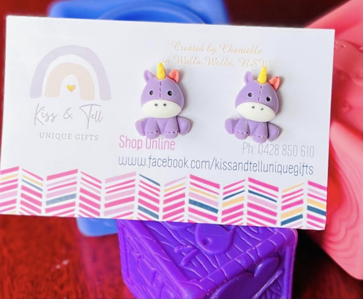 Purple Unicorn Stud Earrings