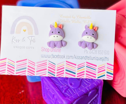 Purple Unicorn Stud Earrings