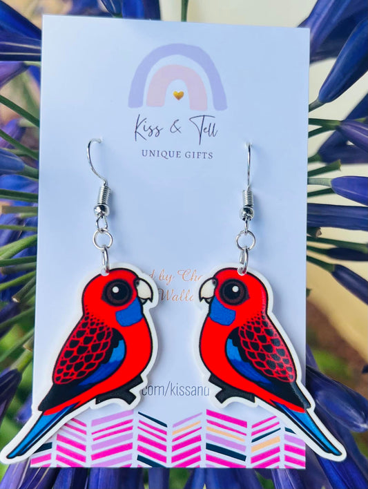 Rosella Bird Dangle Earrings