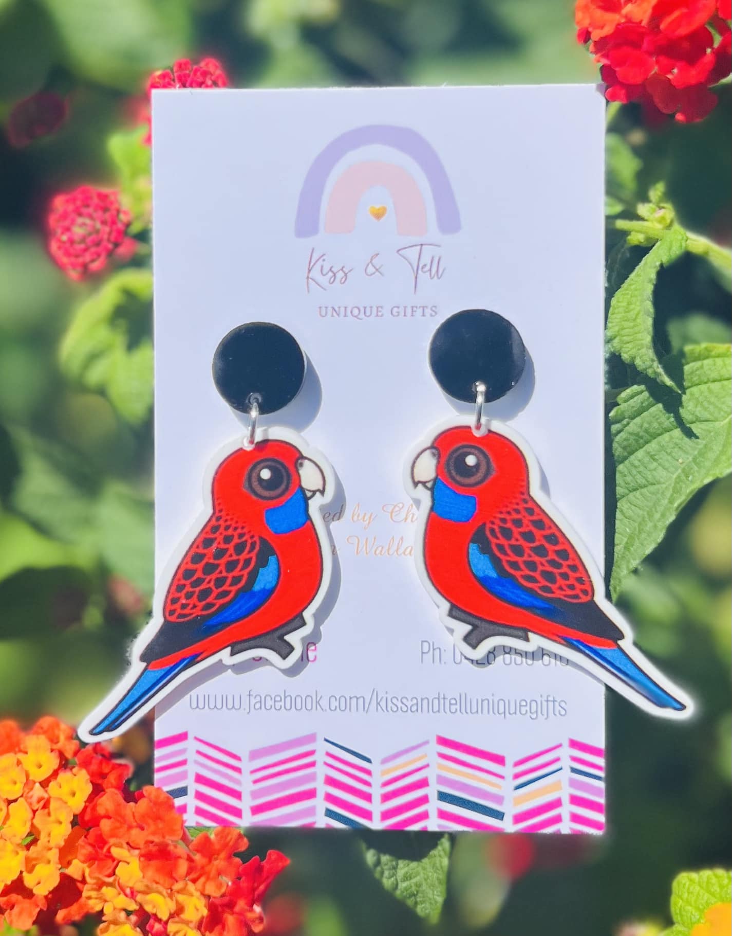 Rosella Bird Dangle Earrings