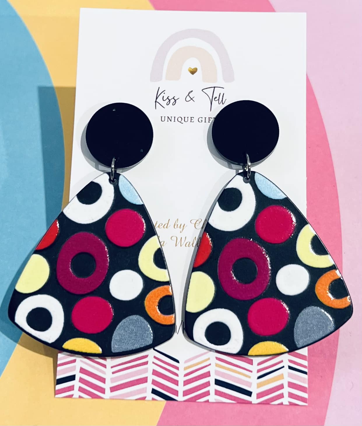 Circle Pattern Drop Earrings