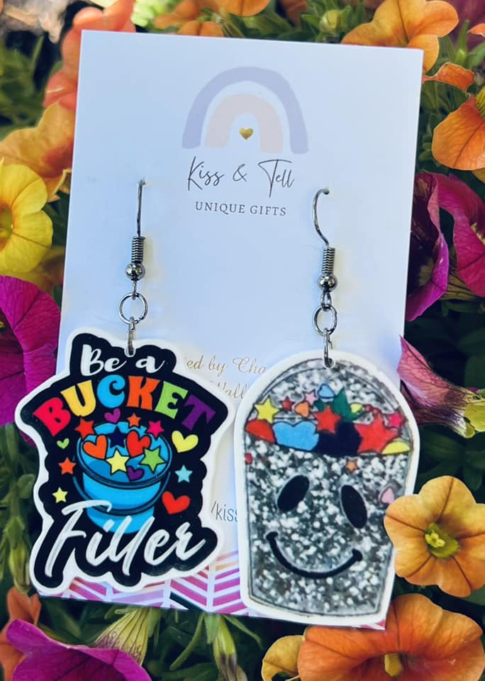 Mismatched "Bucket Filler" Dangle Earrings