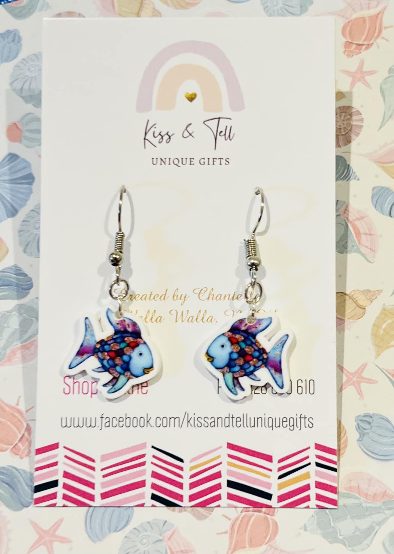 Small Rainbow Fish Dangle Earrings