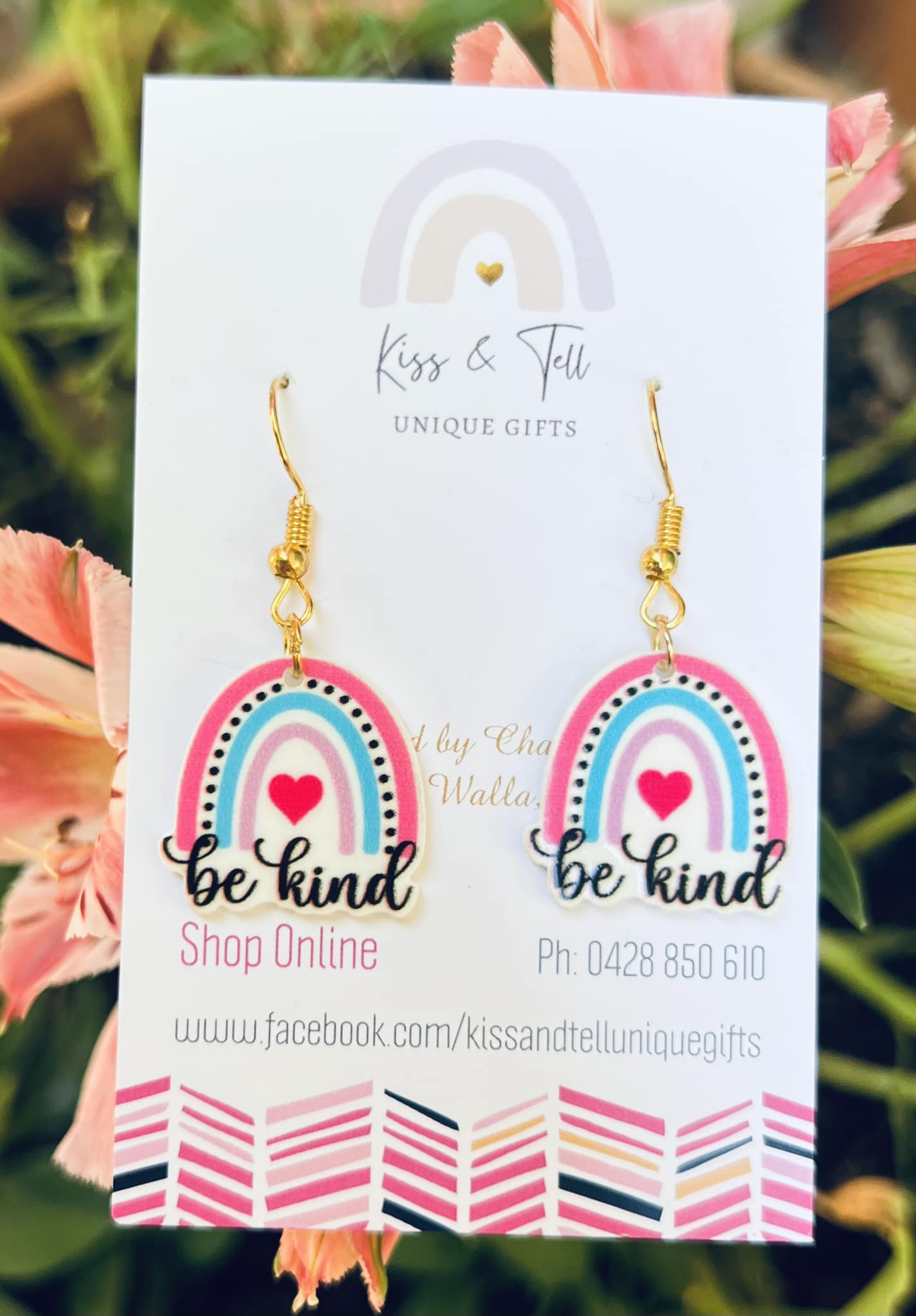 Rainbow "Be Kind" Small Dangle Earrings