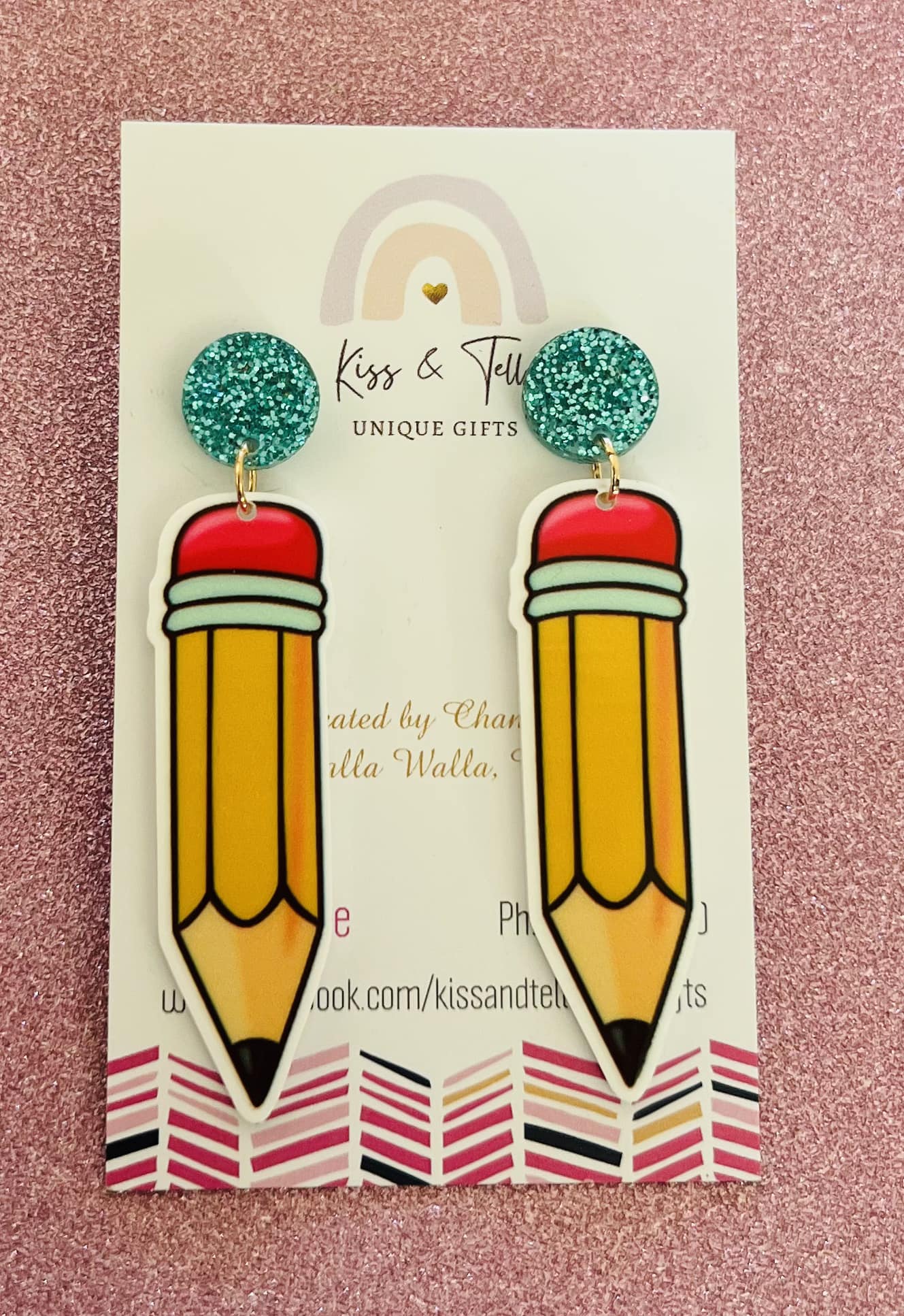 Pencil Teal-Drop Earrings