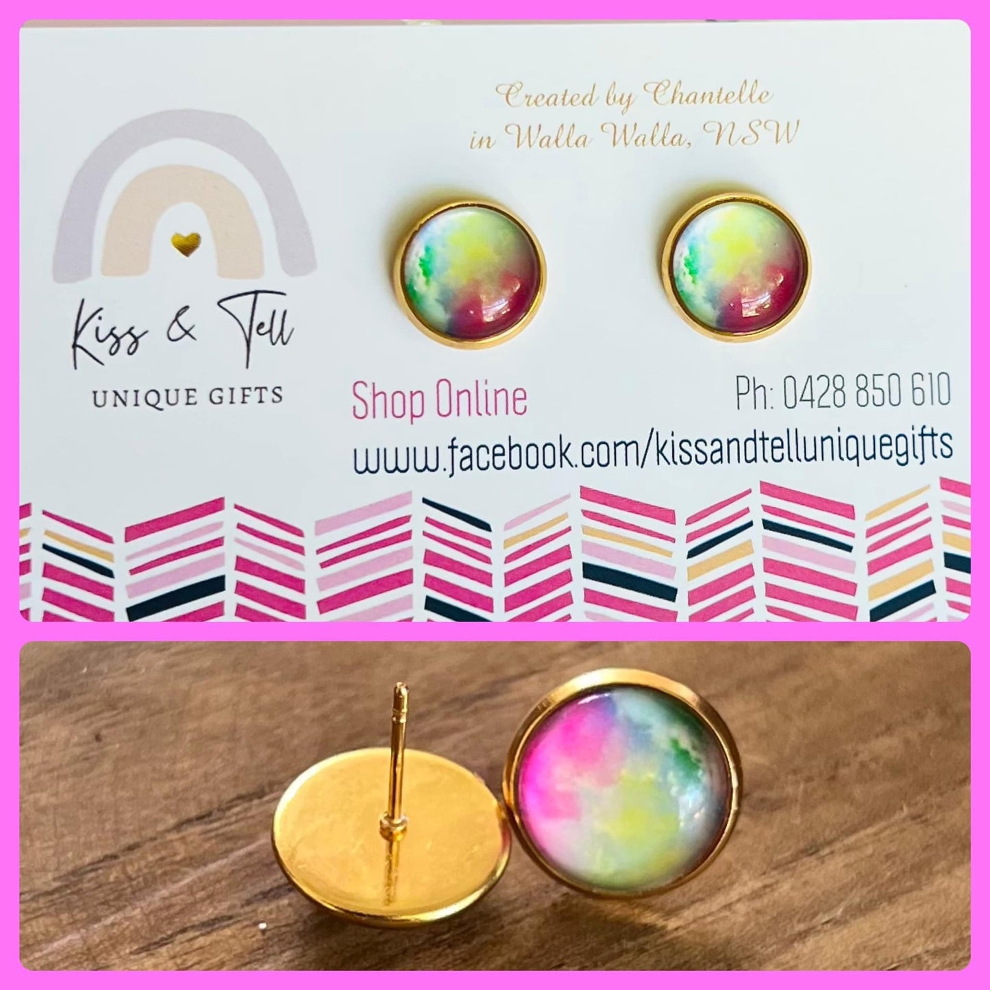 Water-Colour Swirl Stud Earrings