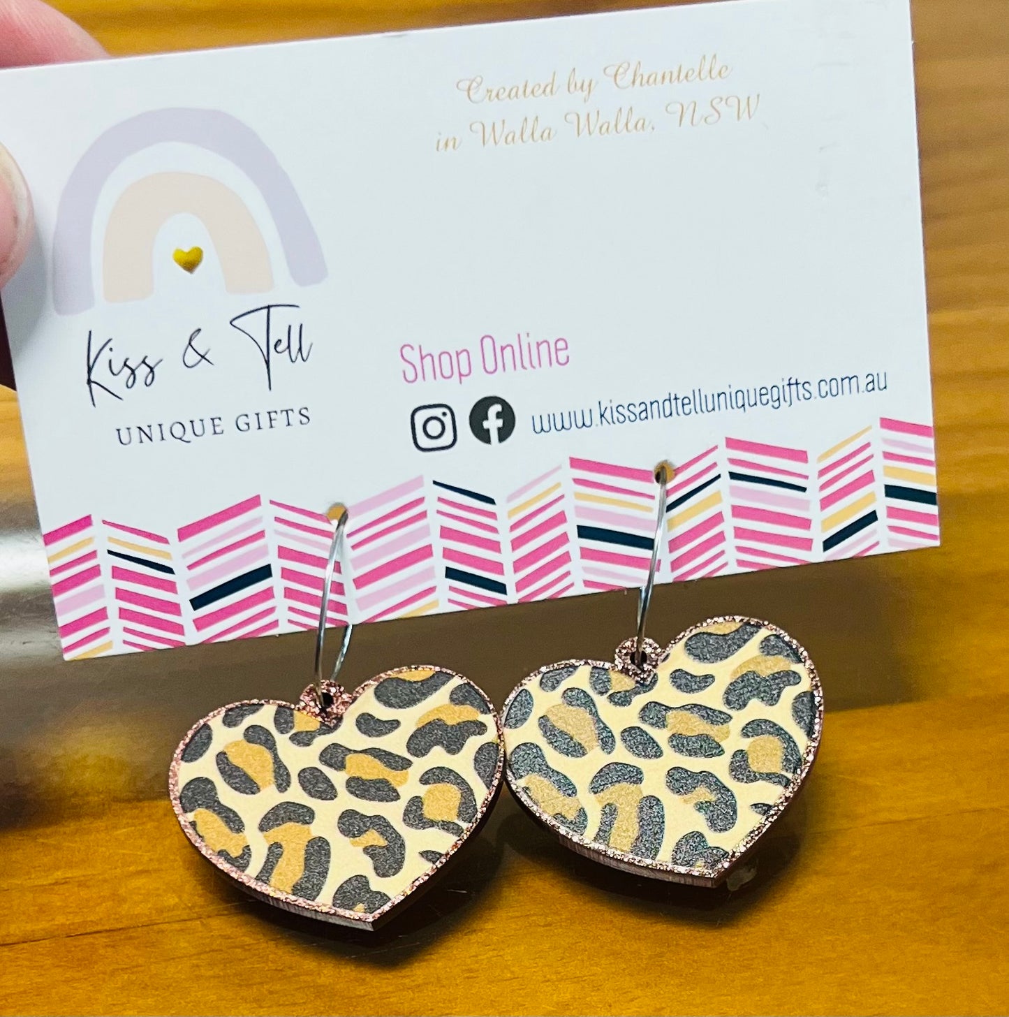 Leopard Print Heart Hoop Earrings