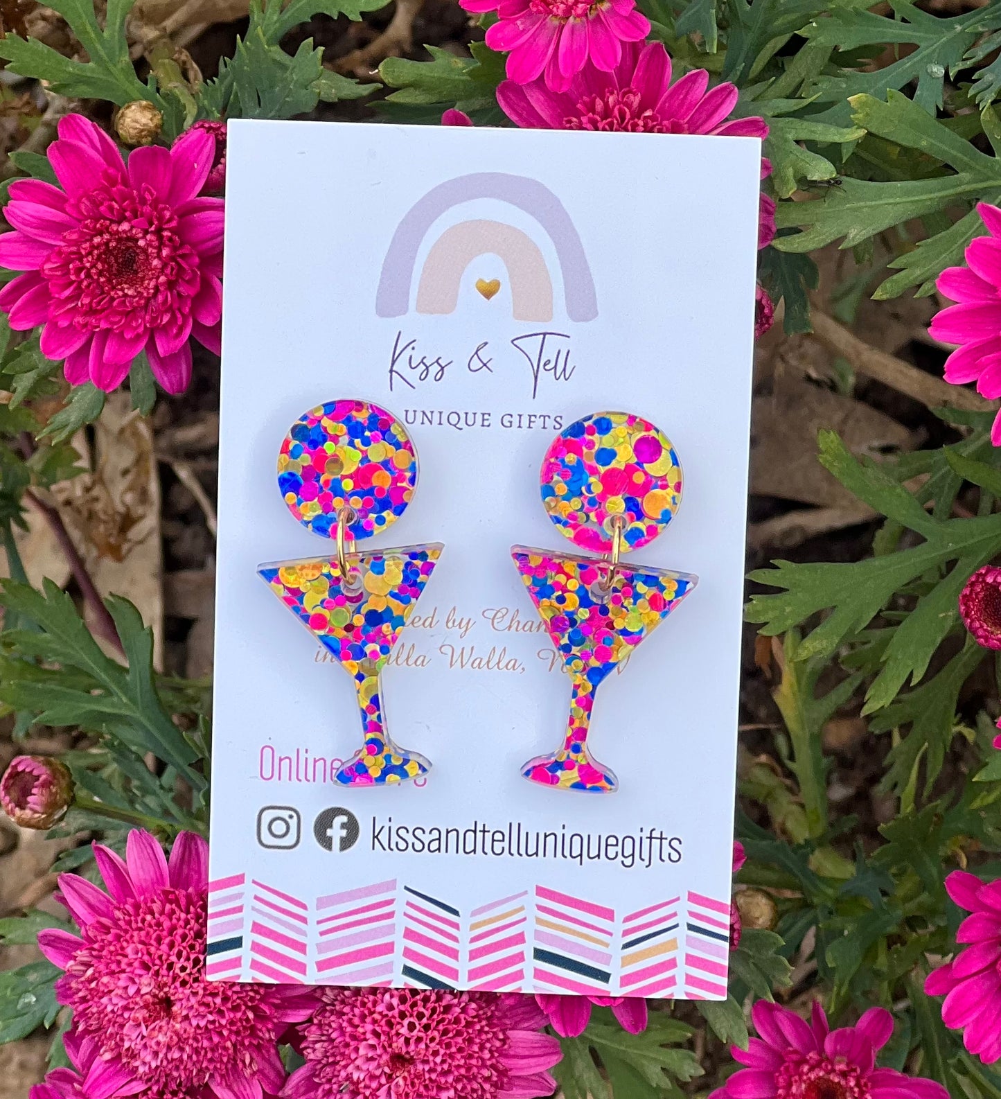 Confetti Glitter Martini Glass Earrings