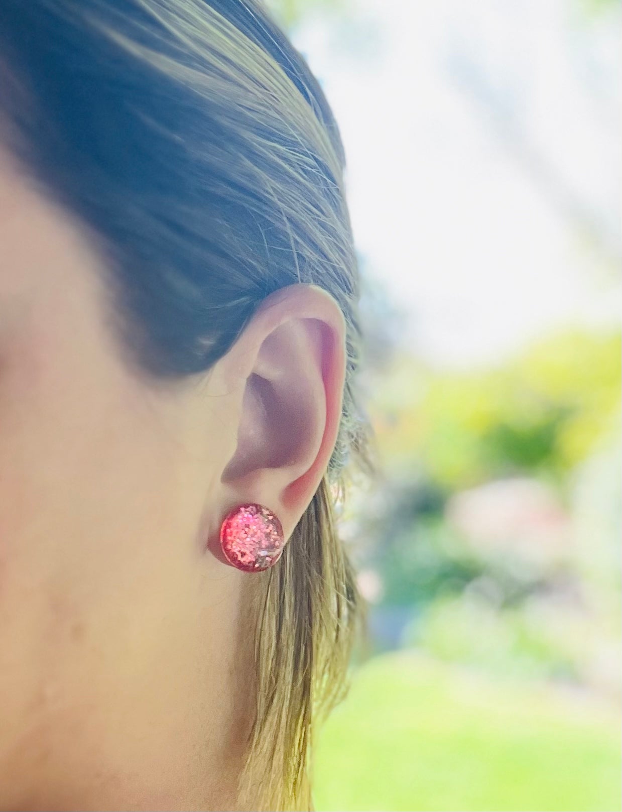 Large Glitter Stud Earrings