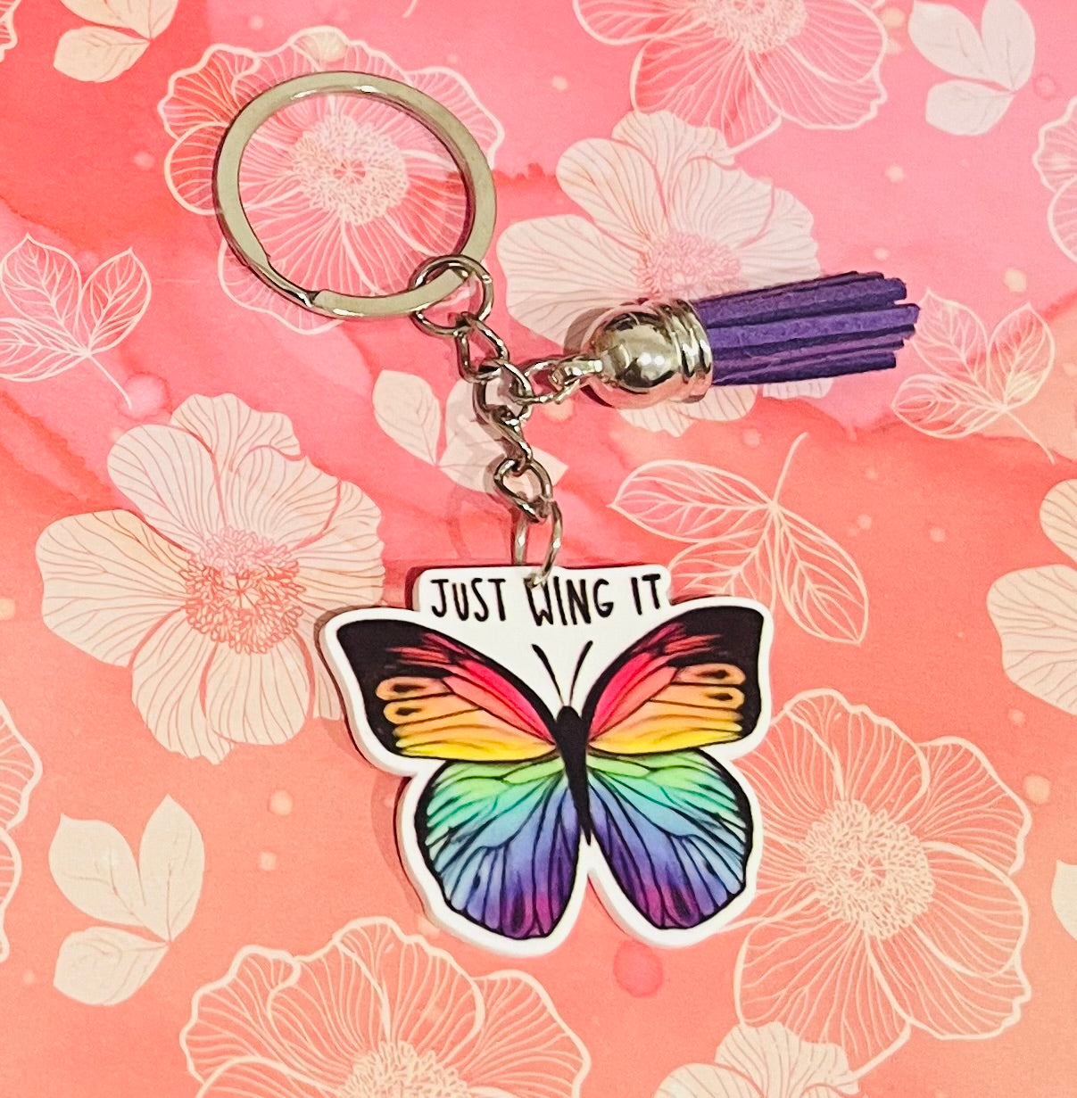 "Just Wing It" Butterfly Keyring