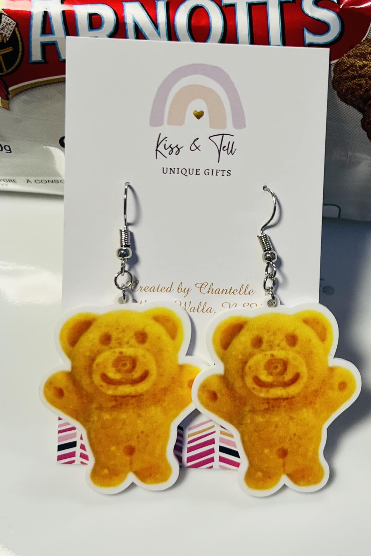 Teddy Biscuit Dangle Earrings