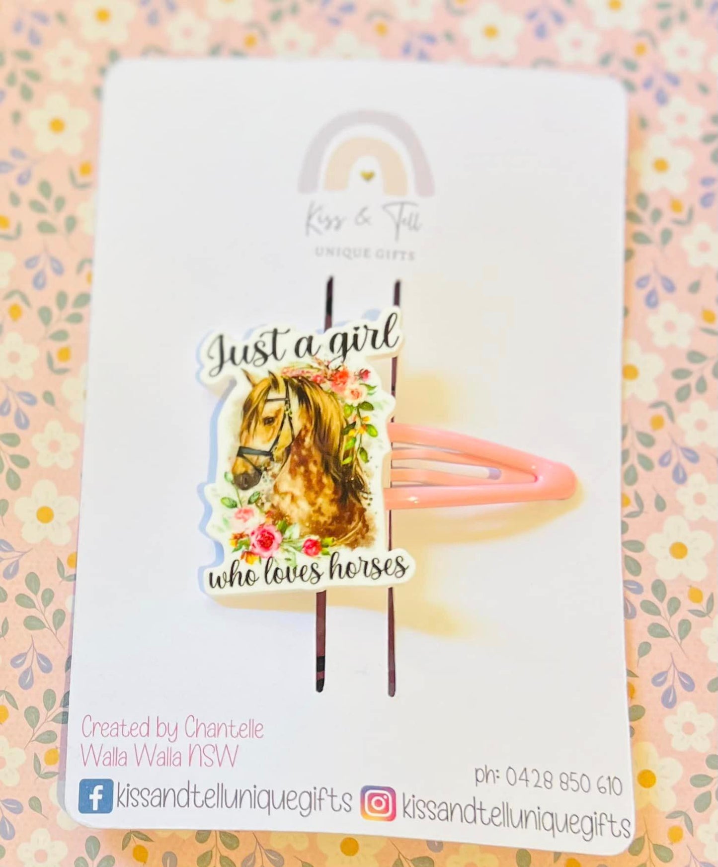 "Just a Girl who Loves Horses" Hair Clip