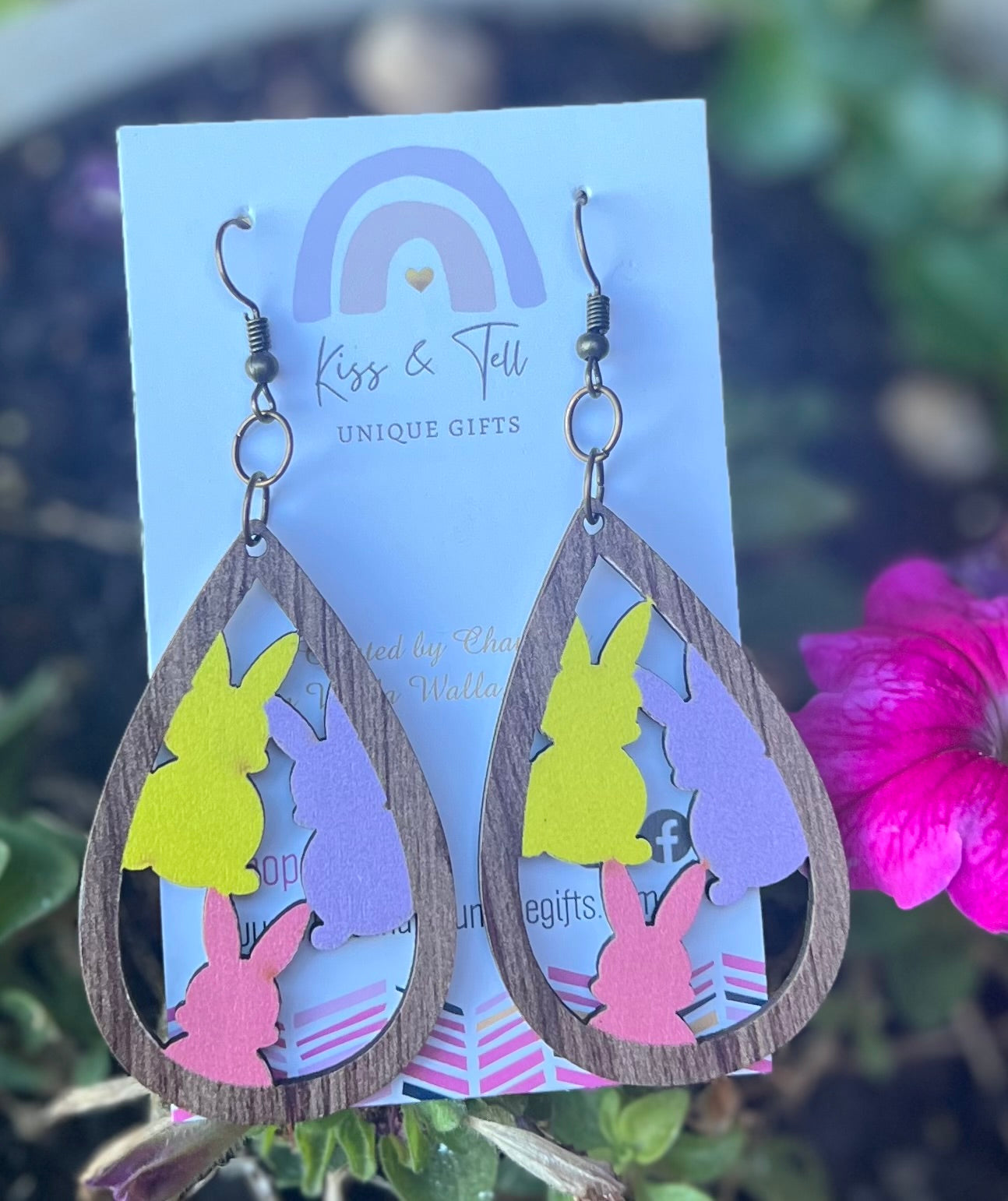 Wooden Easter Dangle Earrings