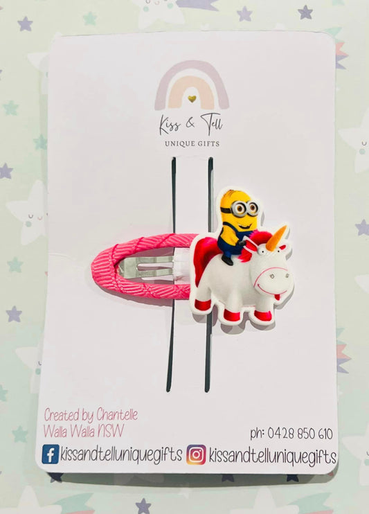 Minion on Unicorn Hair Clip