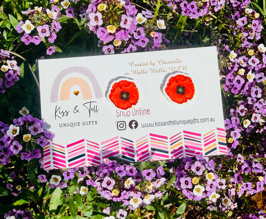 Poppy Flower Stud Earrings