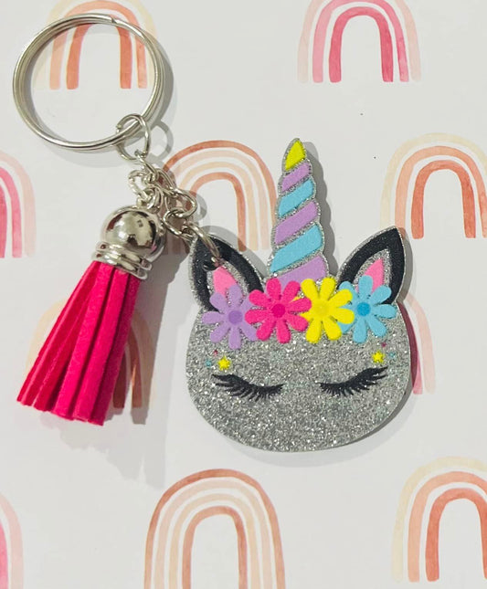 Glitter Acrylic Unicorn Keyrings