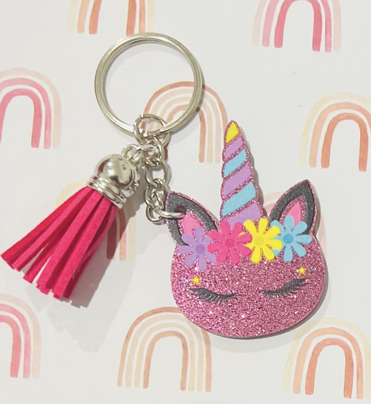 Glitter Acrylic Unicorn Keyrings