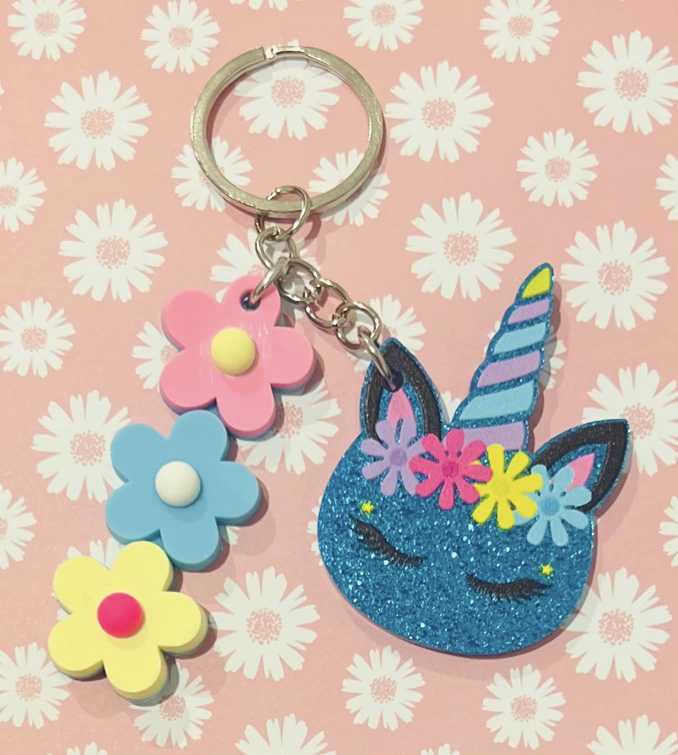 Glitter Acrylic Unicorn Keyrings