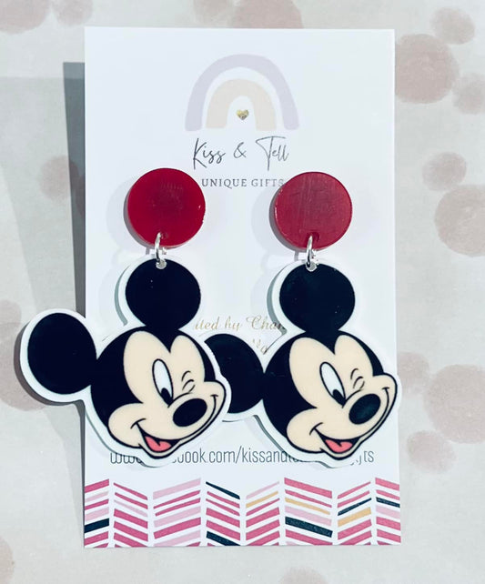 Winking Mouse Drop Earrings