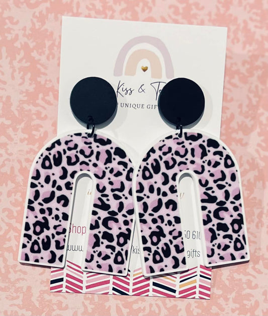 Pastel Leopard Print U-Drop Earrings