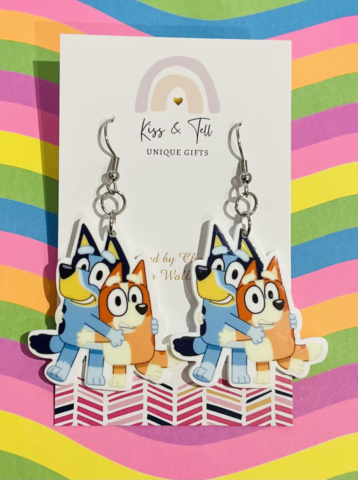 Hugging Bluey Sisters Dangle Earrings