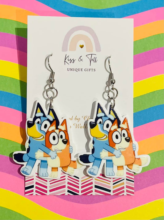 Hugging Bluey Sisters Dangle Earrings