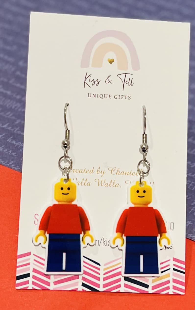 Lego Man (Flat) Dangle Earrings