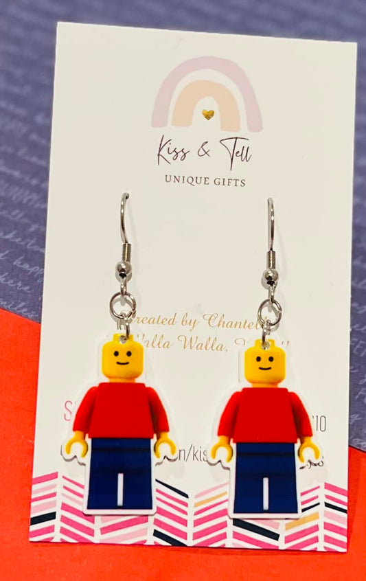 Lego Man (Flat) Dangle Earrings