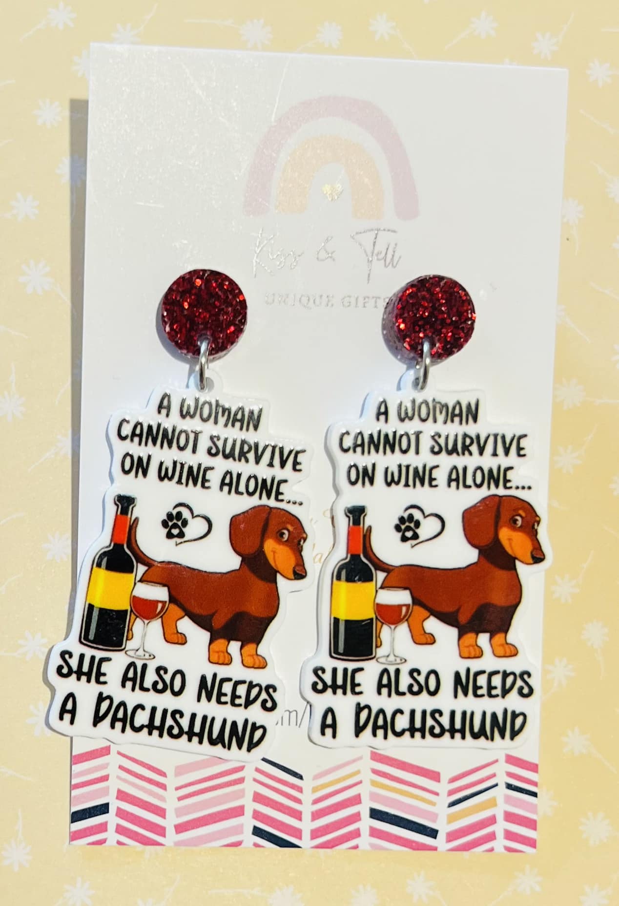 Dachshunds & Wine Statement Earrings