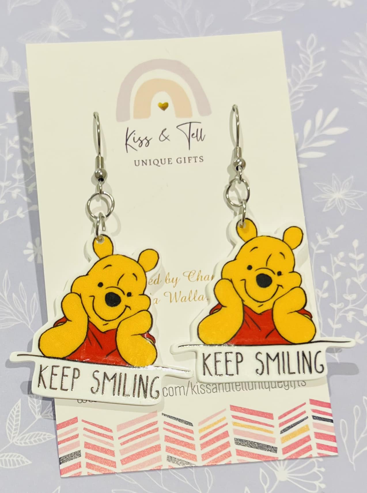 "Keep Smiling" Bear Dangle Earrings