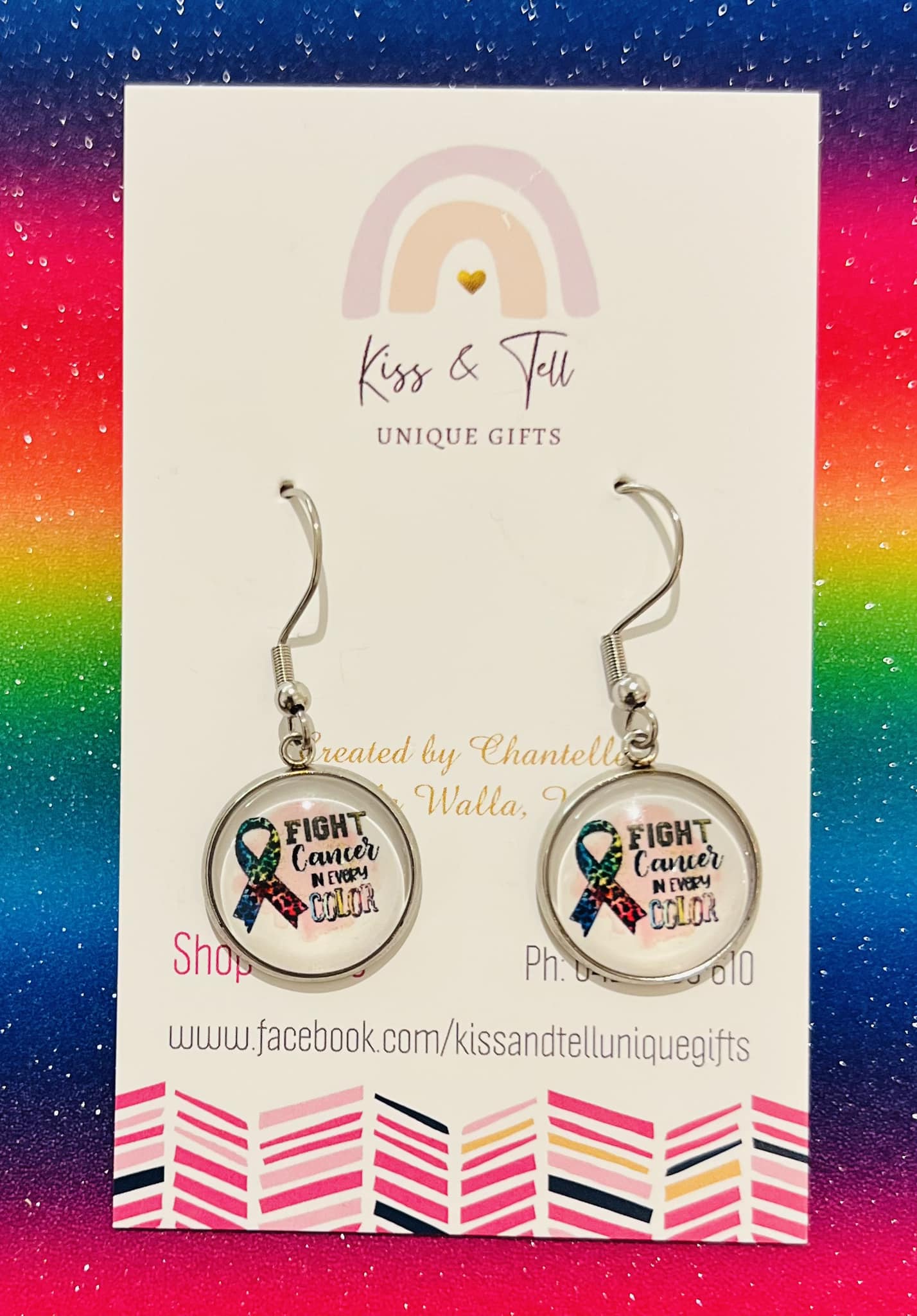 "Fight Cancer in Every Color" Silver Dangles