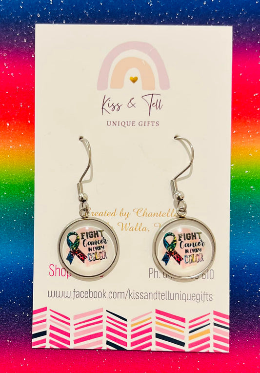 "Fight Cancer in Every Color" Silver Dangles