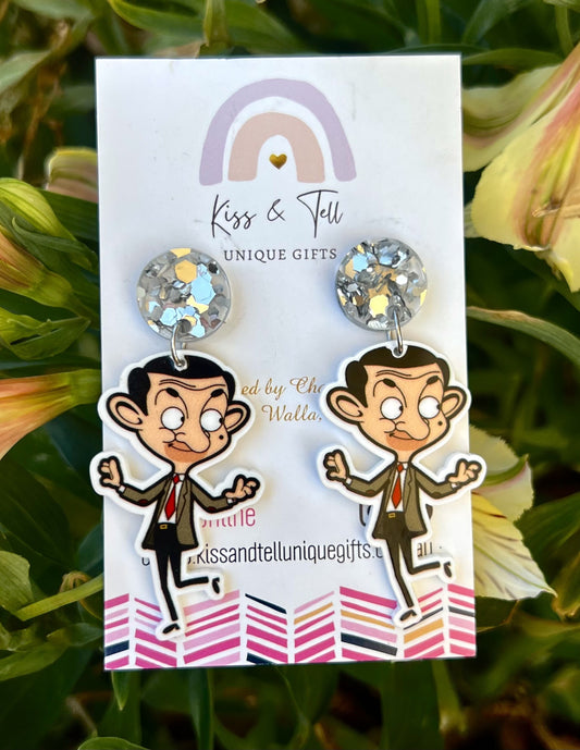 Mr Bean Character Dangle Earrings