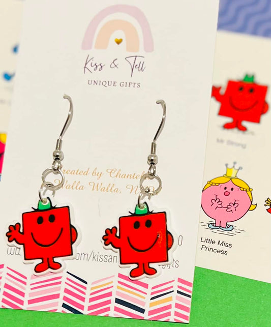 Small Mr Strong Dangle Earrings